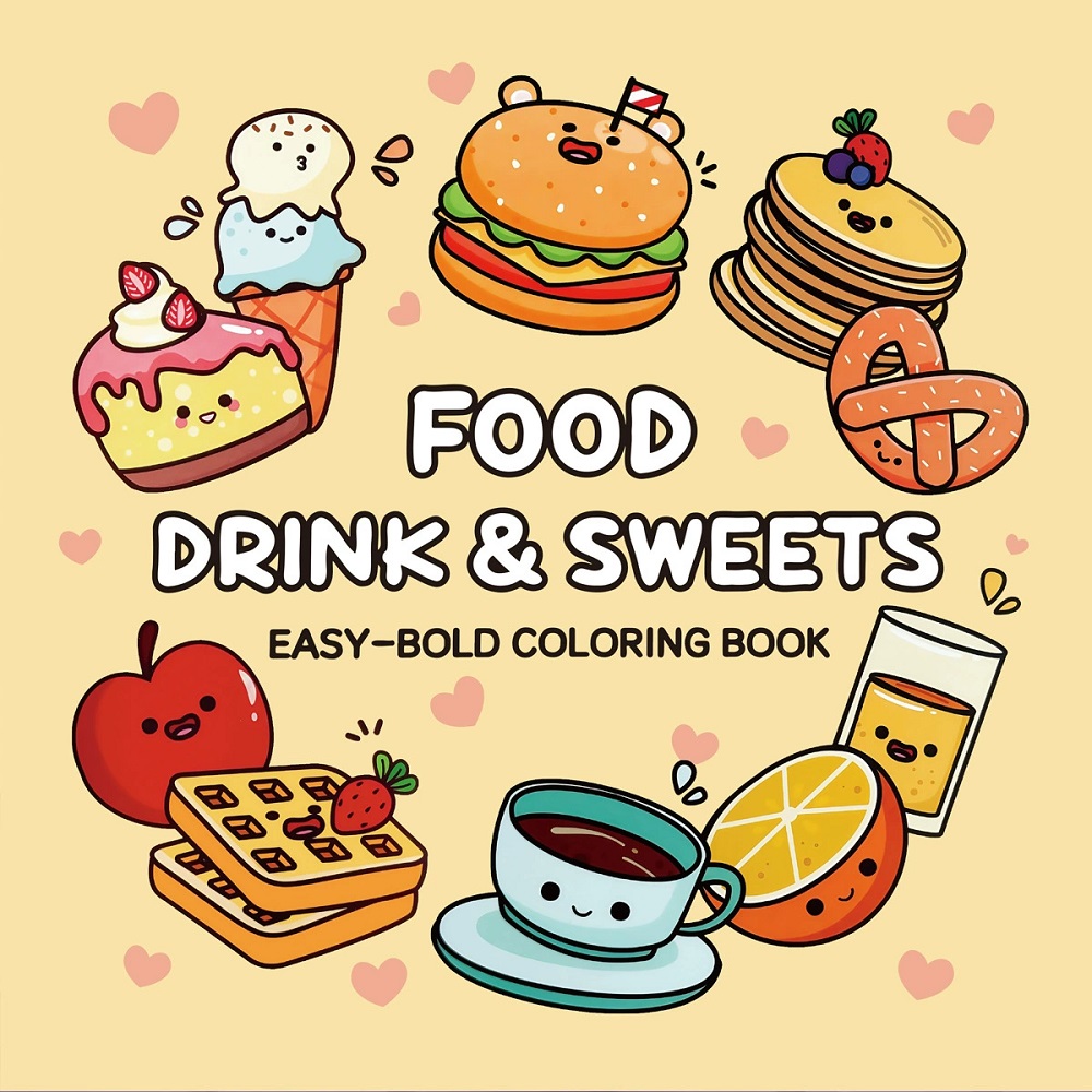 Food Snacks Coloring Book - كتاب تلوين سهل الجريء للمشروبات والحلويات