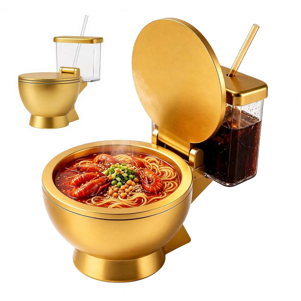 طقم وعاء رامن على شكل مرحاض، ت - مراجعة Food Snacks Drinks وسعره