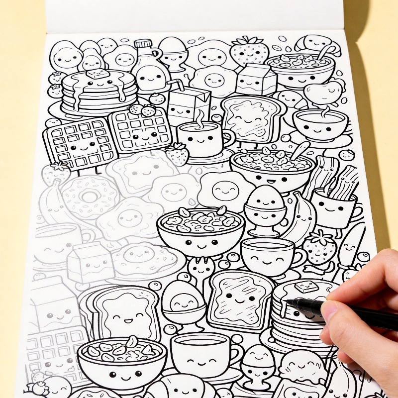 كتاب تلوين يدوي الصنع للبالغين - مراجعة Food Snacks Coloring Book وسعره